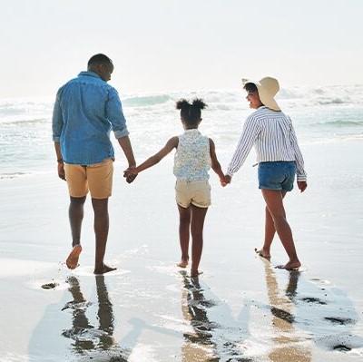 Family at beach